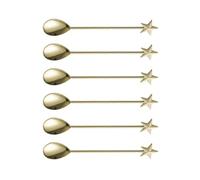 Oxxggkao 6 cucharas de café con forma de estrella, mango largo, cucharas agitadoras de zinc, aleaciones, cucharaditas de postre, aperitivos, cucharas aptas para lavavajillas, herramienta de cocina