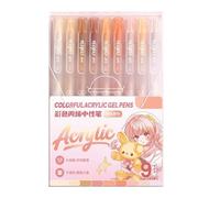 Oxxggkao 9 bolígrafos retráctiles de gel acrílico de 0,8 mm, punta de aguja, dibujo acrílico para diario, bocetos, toma de notas y garabatos, marcador multicolor
