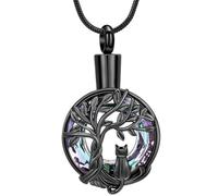 Oxxggkao Abalorio redondo de cenotafio para mascotas con cámara segura de cenizas, collar modificable para recordatorio permanente de pelo, compartimento secreto, tarro para mascotas