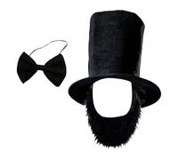 Oxxggkao Abrahams Lincolns - Sombrero de disfraz con corbata para barba, disfraz de Halloween, día de los presidentes, cumpleaños, accesorios patrióticos Abrahams
