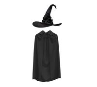 Oxxggkao Accesorios para disfraz de bruja, sombrero de bruja con capa de bruja para Halloween, cosplay, fiesta, 2 piezas, juego de disfraces para mujer