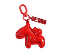 Oxxggkao Adorable llavero con diseño de caballo de dibujos animados con símbolo de la suerte inmediatamente rico para buenas fortunas y prosperidad, regalo de plástico, llaves, dije de prosperidad de