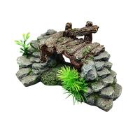 Oxxggkao Adornos de resina para puente, peceras artificiales, acuarios, tortugas, plataforma para reptiles, refugio, peceras, decoración de paisajismo