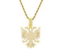 Oxxggkao Albania Accipiter - Collar con adorno de circonita completa para hombres y mujeres, joyería de hip hop, collar con colgante de Accipiter de Albania, 50cm, como se describe, como se describe