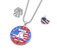 Oxxggkao Americans - Collar con colgante de campanas de liberalización del 250 aniversario, joyería elegante de aleación para mujeres y hombres, joyería patriótica, One Size, como se describe, como se