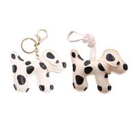 Oxxggkao Anillos de aleación ligeros con patrón de dálmata, accesorio para coche y bolso, materiales de poliuretano resistentes, llavero de regalo con diseño de lunares, Juego de 2 piezas, Talla única