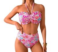 Oxxggkao Bandeau - Conjunto de traje de baño para mujer, de cobertura completa, para nadar y playa, conjunto de moda para mujer, parte superior bandeau con cobertura completa, diseño de traje de baño