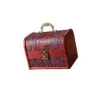 Oxxggkao Baúl de almacenamiento de madera europeo con metal para un almacenamiento seguro de objetos de valor y decoración para el hogar, caja de madera artesanal