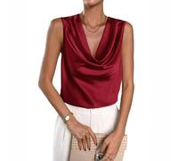 Oxxggkao Blusa plisada sin mangas para mujer, ajuste holgado, informal, con tela ligera drapeada, elegante camisa básica para uso diario, camisa ligera de tela drapeada, B, S