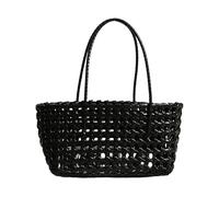 Oxxggkao Bolso moderno de PVC con tejido de celosía que ofrece un compartimento espacioso y una bolsa ligera de vacaciones para llevar todos los días, bolsa de moda para mujer, Black
