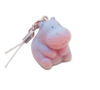 Oxxggkao Bonito llavero de resina flocada, figura de animal en miniatura, accesorio portátil, llavero de regalo, decoración adorable de anillos flocados, Sit Hippo, M