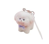 Oxxggkao Bonito llavero de resina flocada, figura de animal en miniatura, accesorio portátil, llavero de regalo, decoración adorable de anillos flocados, Pajarita azul para perro, M