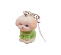 Oxxggkao Bonito llavero de resina flocada, figura de animal en miniatura, accesorio portátil, llavero de regalo, decoración adorable de anillos flocados, Cachorro verde, M