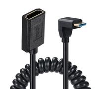 Oxxggkao Cable adaptador de cámara de video pequeño delgado 8 k60 Hz 4 k120 Hz cable en espiral de resorte de velocidad rápida para portátiles DSLR 1,2 m adaptador hembra de cámara de vídeo