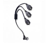 Oxxggkao Cable de extensión USB macho a triple hembra en ángulo que permite la carga y transferencia de datos para teléfonos, tabletas, teclados, adaptador USB
