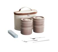 Oxxggkao Caja Bentos de acero inoxidable resistente con bolsas de almuerzo aisladas, apta para microondas, contenedor de almacenamiento de alimentos de 4 compartimentos para adultos, diseño a prueba