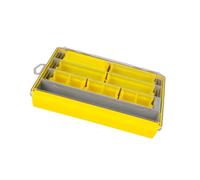 Oxxggkao Caja de aparejos de pesca con tapa transparente para cebos compactos, caja organizadora para señuelos artificiales, accesorios portátiles