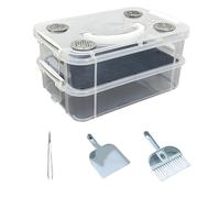 Oxxggkao Caja de cría de grillos, comederos portátiles para reptiles, contenedor transparente para incubar grillos, criar gusanos de la harina, comederos portátiles