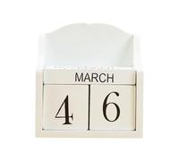 Oxxggkao Calendario permanente de madera de diseño vintage, ajustable, con fecha, mes, decoración de escritorio para el hogar, accesorios de fotografía, bloque de calendario de madera en miniatura