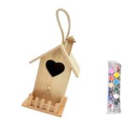 Oxxggkao Casa rural de madera para pájaros, nido sin pintar para jardín al aire libre, patios, caja de cría colgante para refugio de aves silvestres, patio trasero, hábitat