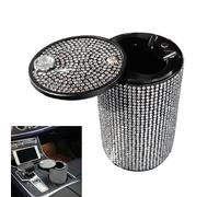 Oxxggkao Cenicero de metal brillante con incrustaciones de aislamiento térmico y diseños resistentes al viento, cenicero de vehículo para automóviles lujoso propietario de trasero de coche