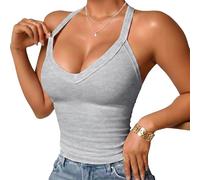 Oxxggkao Chaleco adelgazante con cuello en V con almohadilla de pecho integrada, construcción sin costuras para un movimiento a prueba de rozaduras durante la actividad, absorbe la humedad. Camiseta