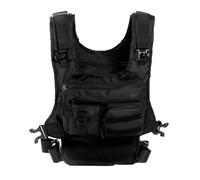 Oxxggkao Chaleco de aventura resistente para viajes al aire libre, mochilero, entrenamiento, esencial con múltiples compartimentos, Color negro., Talla única