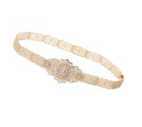 Oxxggkao Cinturón ruso del Cáucaso para mujer, estilo étnico, largo, con cintura de cristal, corsé hueco decorativo, accesorio de moda nupcial, dorado, Talla única