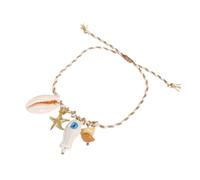 Oxxggkao Colgante ajustable con diseño de océano con abalorios de cerámica y conchas, cordón trenzado, joyería de playa para mujer, colgante de concha de aleación, talla única, como se describe