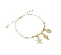 Oxxggkao Colgante ajustable con diseño de océano con abalorios de cerámica y conchas, cordón trenzado, joyería de playa para mujer, colgante de concha de aleación, talla única, como se describe