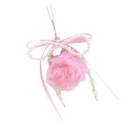 Oxxggkao Colgante de perlas de moda con lazo y bola de pelo que añade un toque a tu accesorio esencial y elegante para mujer, llavero de moda para fiesta diaria, B, Talla única