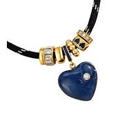 Oxxggkao Collar con colgante de caracola ovalada de corazón dorado para mujer, aleación de cobre chapada en múltiples con circón y piedra natural, cadena de clavícula con colgante de corazón ovalado