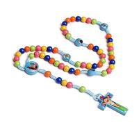 Oxxggkao Collar con colgante de cruz de dibujos animados, rosario colorido, para niños, niñas, católico, ortodoxo, joyería religiosa, collar religioso para hombres, One Size, como se describe, como se