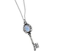 Oxxggkao Collar de clavícula gótica hacia adelante con dije de esqueleto detallado y acabado de aleación brillante con colgante de piedra lunar, One Size, como se describe, como se describe