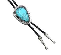 Oxxggkao Collar de corbata de bolo hecho a mano Cadena de suéter de inspiración étnica con incrustaciones de piedra natural para fiestas temáticas retro Collar de bolo occidental