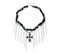 Oxxggkao Collar de cruz gótica de moda, borlas, adorno, estilos vanguardistas, cadena de capas, accesorio para ella, joyería punk