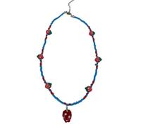 Oxxggkao Colorido collar de cuentas de fresa juguetón y dulce, cadena de clavícula avanzada para mujeres y niñas, collar de cuentas de fresa colorido