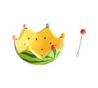 Oxxggkao Colorido cuenco de frutas de sandía con 6 tenedores de acero inoxidable, vajilla de fiesta para postres y aperitivos, plato de cerámica para aperitivos