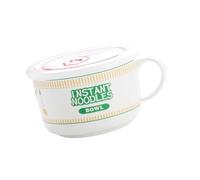 Oxxggkao Cuenco de sopa de cerámica japonés con tapa de rastreadores de tiempo, 2 opciones de tamaño, estampado de dibujos animados, mango frontal de fácil agarre para el hogar y comedor