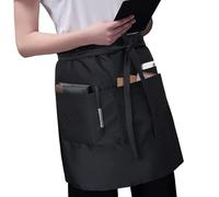 Oxxggkao Delantal corto para camarera de chefs, delantales negros de cintura con 3 bolsillos, medio delantal para camarero, cocina, lavavajillas, limpieza, bistró, medio delantal, Negro, Talla única