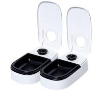 Oxxggkao Dispensador inteligente de alimentos con sección de refrigeración que conserva la humedad durante 6 horas, diseño de dos platos, cuenco ABS para mascotas