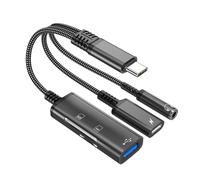 Oxxggkao Divisor USB C 5 en 1 para sonido y carga, lector de memoria, cable dongle de datos rápidos, portátil, cable de datos rápidos portátil