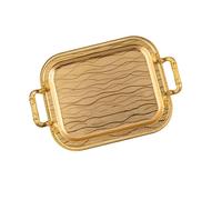 Oxxggkao Elegante bandeja dorada para hornear con asas ergonómicas, ideal para repostería y almacenamiento de cosméticos, bandeja organizadora de joyas
