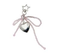 Oxxggkao Elegante cadena portátil con bonito dije de corazón, elegante llavero con lazo para entusiastas de la moda, bonita cadena de corazón de amor, B, Talla única