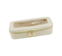 Oxxggkao Elegante caja de almacenamiento de brochas de maquillaje hecha de PVC de poliuretano resistente y práctico adecuado para el hogar o en el camino, contenedor portátil para brochas de belleza