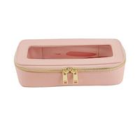Oxxggkao Elegante caja de almacenamiento de brochas de maquillaje hecha de PVC de poliuretano resistente y práctico adecuado para el hogar o en el camino, contenedor portátil para brochas de belleza