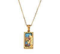 Oxxggkao Elegante collar con dije de tarot con acabado y cadena ligera y cómoda de suéter simbólico de tarot, One Size, como se describe, como se describe
