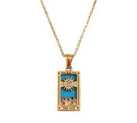 Oxxggkao Elegante collar con dije de tarot con acabado y cadena ligera y cómoda de suéter simbólico de tarot, One Size, como se describe, como se describe