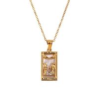 Oxxggkao Elegante collar con dije de tarot con acabado y cadena ligera y cómoda de suéter simbólico de tarot, One Size, como se describe, como se describe