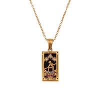 Oxxggkao Elegante collar con dije de tarot con acabado y cadena ligera y cómoda de suéter simbólico de tarot, One Size, como se describe, como se describe